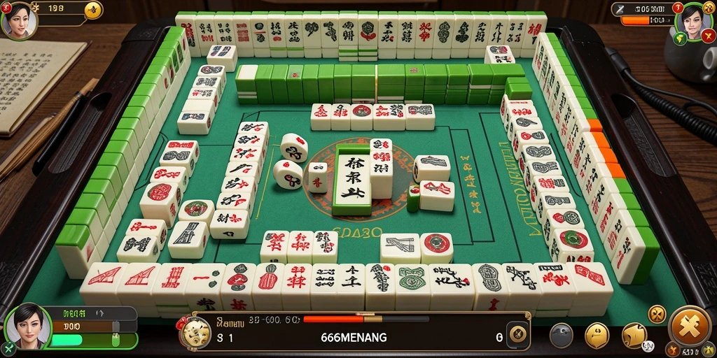 Tampilan seru gameplay Mahjong dalam 666MENANG.