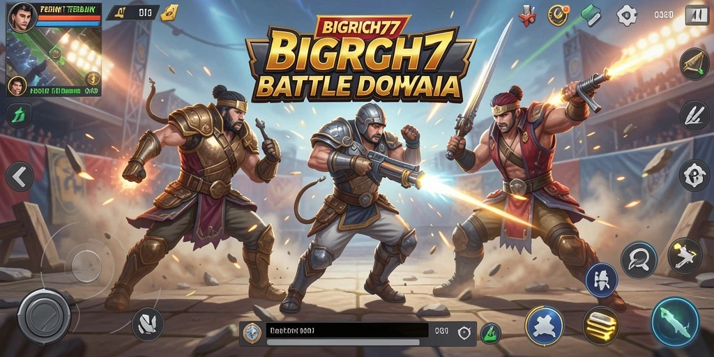 Tampilan gameplay yang mendebarkan di BIGRICH77 Battle Royale.