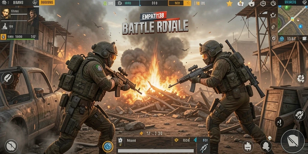 Gameplay seru dan intens dalam <strong>EMPATI138</strong> di medan pertempuran Battle Royale.