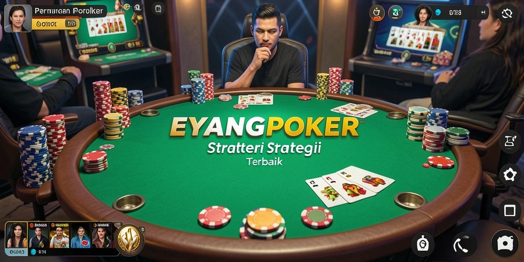 Tampilan gameplay <strong>EYANGPOKER</strong> yang intens dan penuh strategi.