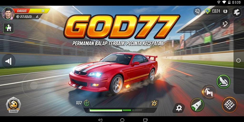 Gameplay seru balapan mobil dalam GOD77 dengan lintasan menantang.
