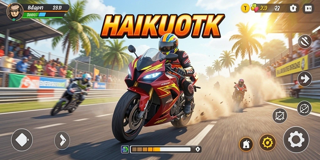 Tangkapan layar HAIKUOTK menunjukkan aksi balapan motor yang mendebarkan.