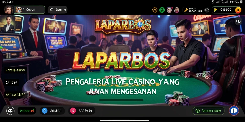 Screenshot gameplay LAPARBOS menampilkan dealer langsung dan suasana kasino yang autentik.