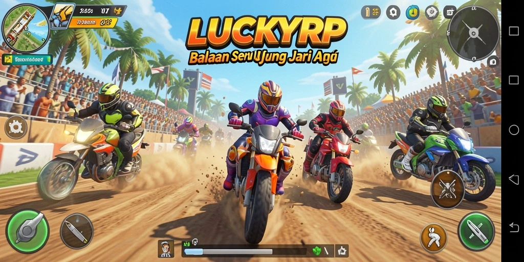 Tampilan aksi balapan mendebarkan di LUCKYRP.