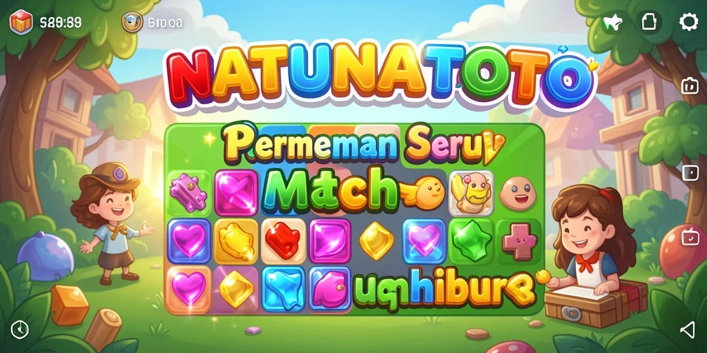 Tangkapan layar NATUNATOTO menampilkan keseruan gameplay Match-3 yang penuh warna.
