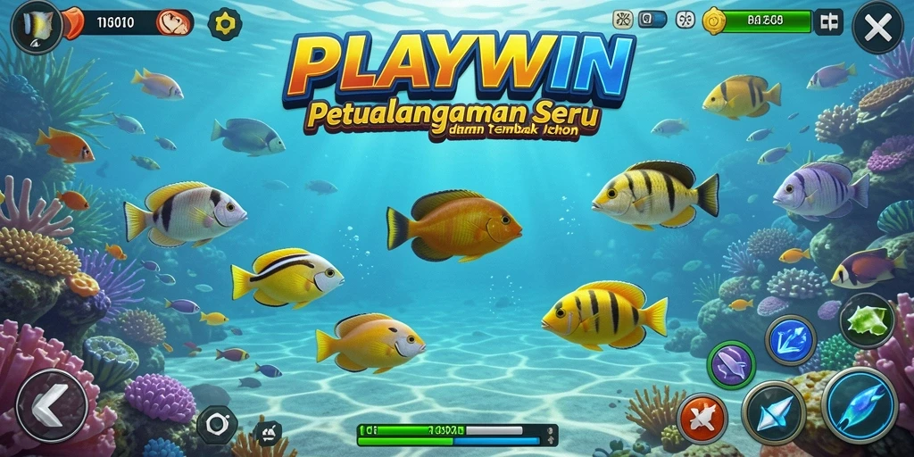Screenshot gameplay seru saat menembak ikan di PLAYWIN.