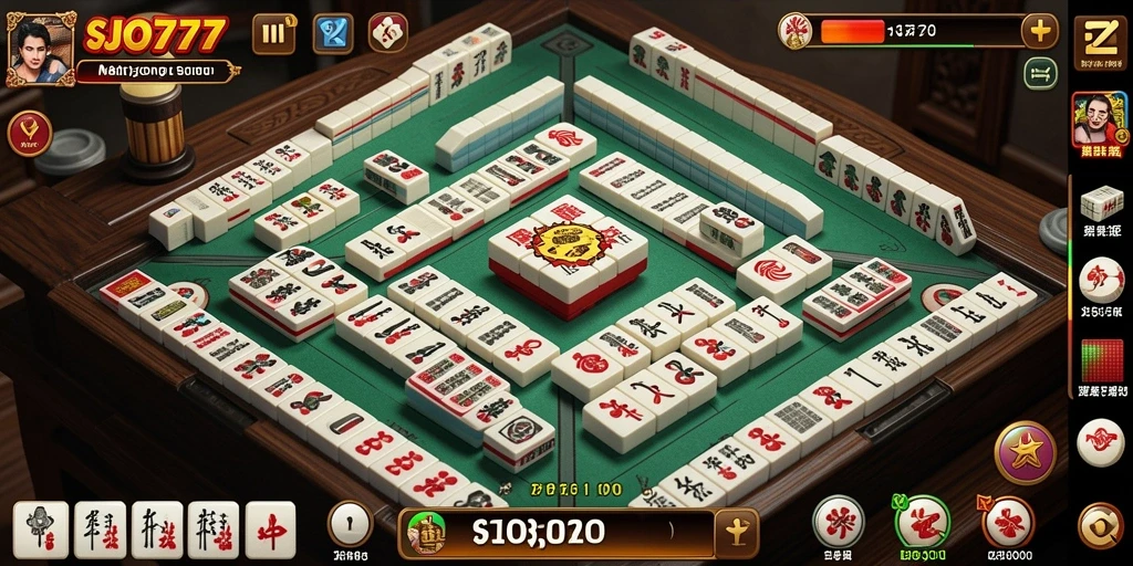 Screenshot gameplay SJO777 menampilkan keseruan bermain Mahjong.