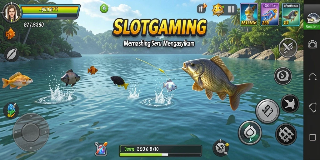 Tampilan dinamis saat menangkap ikan dalam game SLOTGAMING.